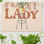 レトロな植物レディ 水彩植物 タイポグラフィ キッチンタオル (折り畳み)