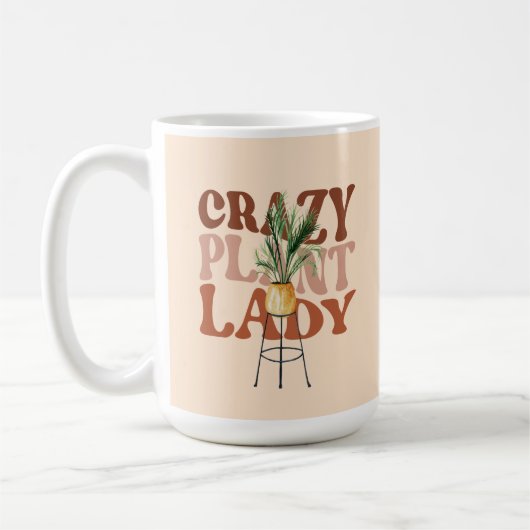 レトロな植物レディ 水彩植物 タイポグラフィ コーヒーマグカップ (左)