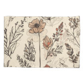 レトロな植物画風の野の花 枕カバー (裏面)