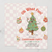 レトロな楽しいクリスマスパーティーの招待状 招待状 (正面/裏面)