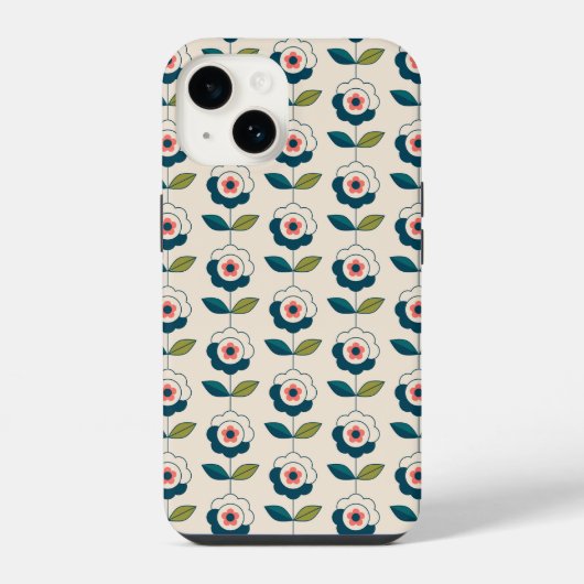レトロな楽しさの庭園の花模様 iPhoneケース (裏面)