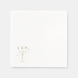 レトロな気まぐれなMartini手書きカスタムイニシャル スタンダードカクテルナプキン