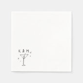 レトロな気まぐれなMartini手書きカスタムイニシャル スタンダードカクテルナプキン (正面)