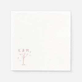 レトロな気まぐれなMartini手書きカスタムイニシャル スタンダードカクテルナプキン