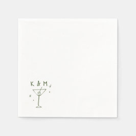 レトロな気まぐれなMartini手書きカスタムイニシャル スタンダードカクテルナプキン