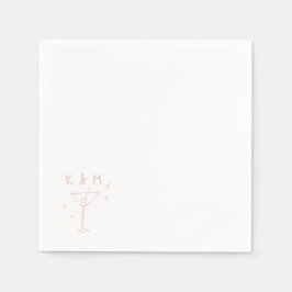 レトロな気まぐれなMartini手書きカスタムイニシャル スタンダードカクテルナプキン