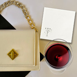 レトロな気まぐれなMartini手書きカスタムイニシャル スタンダードカクテルナプキン