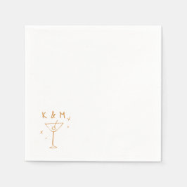 レトロな気まぐれなMartini手書きカスタムイニシャル スタンダードカクテルナプキン