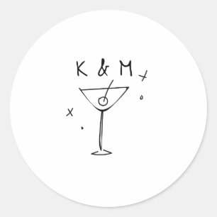 レトロな気まぐれなMartini手書きカスタムイニシャル ラウンドシール