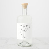 レトロな気まぐれなMartini手書きカスタムイニシャル リキュールボトルラベル (正面)