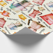 レトロな水の色のコーヒーポットカップパターン ラッピングペーパー (角)