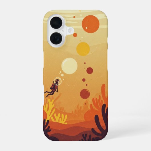 レトロな水中バブル iPhone 16ケース (裏面)