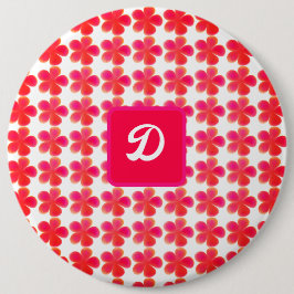 レトロな水色ヴィンテージbohoフローラモノグラム 缶バッジ