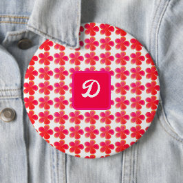 レトロな水色ヴィンテージbohoフローラモノグラム 缶バッジ