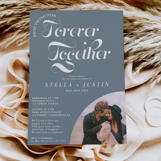 レトロな永遠の写真ほこりっぽい青いリハーサル 招待状