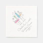 レトロな泡のシャンパン ブライダルシャワー スタンダードカクテルナプキン (正面)