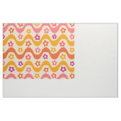 レトロな波に可愛いグルーヴィの花のパターン ファブリック (ヤード)