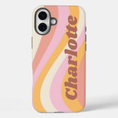 レトロな波のガーリーな名前入りカスタムグッズ Case-Mate iPhoneケース (裏面)