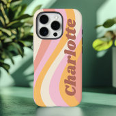 レトロな波のガーリーな名前入りカスタムグッズ Case-Mate iPhoneケース