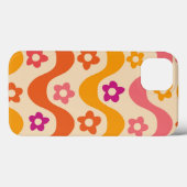 レトロな波模様にキュートなグルービーなお花 Case-Mate iPhoneケース (裏面 (横))