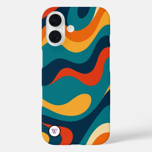 レトロな波状パターンのモダン抽象iPhoneケース Case-Mate iPhoneケース (裏面)