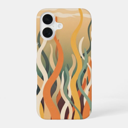 レトロな海の植物 iPhone 16ケース (裏面)