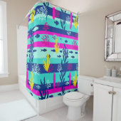 レトロな海の水彩パターン (5) シャワーカーテン (インサイチュ)