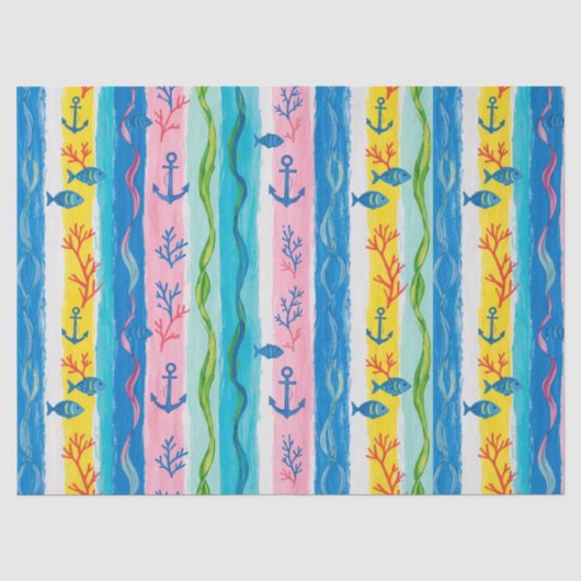 レトロな海の水彩模様（４） 薄葉紙 (正面)