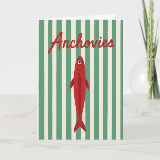 レトロな海岸の魚イワシカタクチイワシのイラスト カード (正面)
