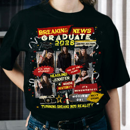 レトロな海賊版卒業新聞コラージュ写真 Tシャツ