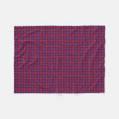 レトロな深紅赤紫の千鳥格子柄 フリースブランケット (正面(横))