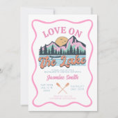 レトロな湖の上のラブ バチェロレッテパーティー 招待状 (正面)