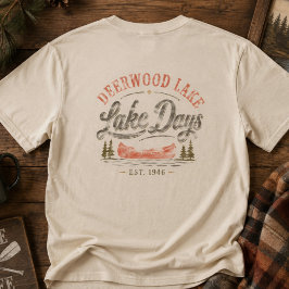 レトロな湖の日々 ディアウッド湖 カヌー Tシャツ