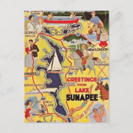 レトロな湖サナピー ニューハンプシャー州 ポストカード