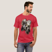 レトロな満月で遠吠えするディレウルフの兄弟 Tシャツ (正面フル)