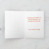 レトロな漫画の郵便配達員が折り畳まれたホリデーカード シーズンカード (内部)