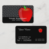 レトロな点がある赤いリンゴ 名刺 (正面/裏面)