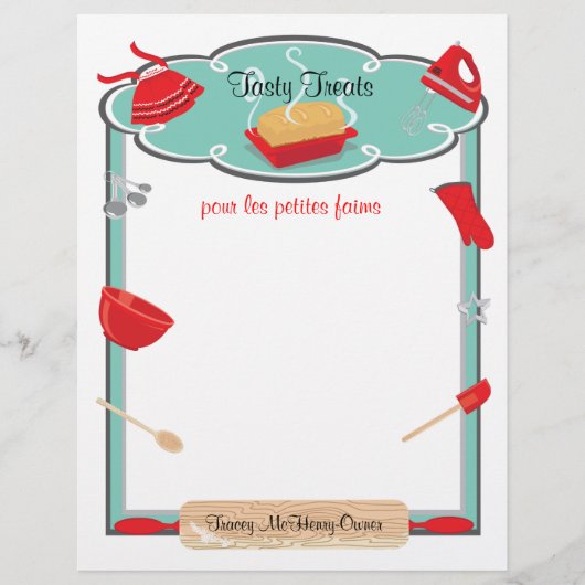 レトロな焼き物と料理のフライヤー 便箋 パン2 チラシ (正面)