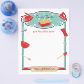 レトロな焼き物と料理のフライヤー 便箋 パン2 チラシ (シングル)