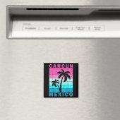 レトロな熱帯の夕日 カンクン ビーチ メキシコ 暑中 マグネット (インサイチュ (食洗機))