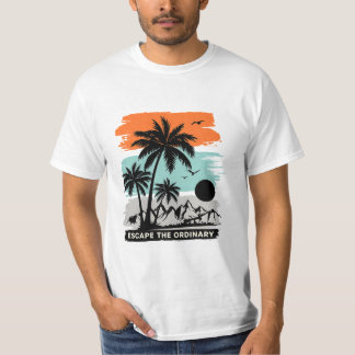 レトロな熱帯の夕日 ヤシの木 Tシャツ – シンプルデザイン