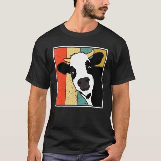 レトロな牛の牧場の動物 Tシャツ (正面)
