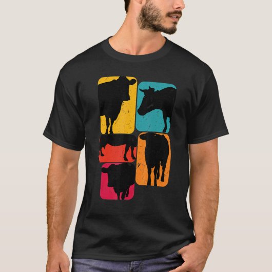 レトロな牛デザイン Tシャツ (正面)