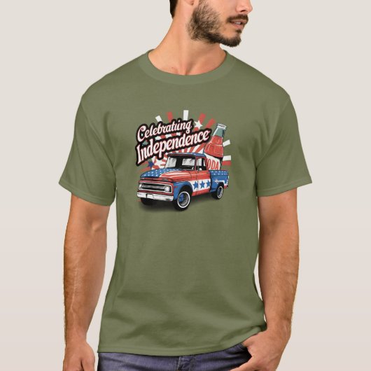 レトロな独立記念日お祝い Tシャツ (正面)