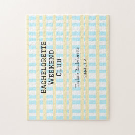 レトロな独身パーティーの週末クラブ 青黄色の日付 ジグソーパズル