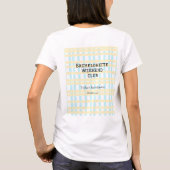 レトロな独身パーティーの週末クラブ 青黄色の日付 Tシャツ (裏面)