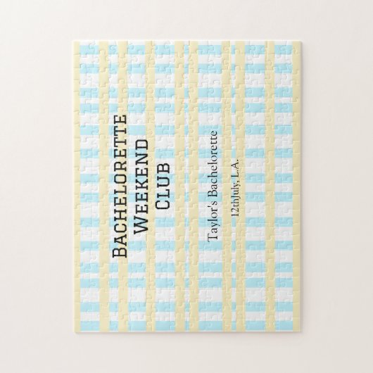 レトロな独身パーティー週末クラブ ブルーイエロー デート ジグソーパズル (縦)