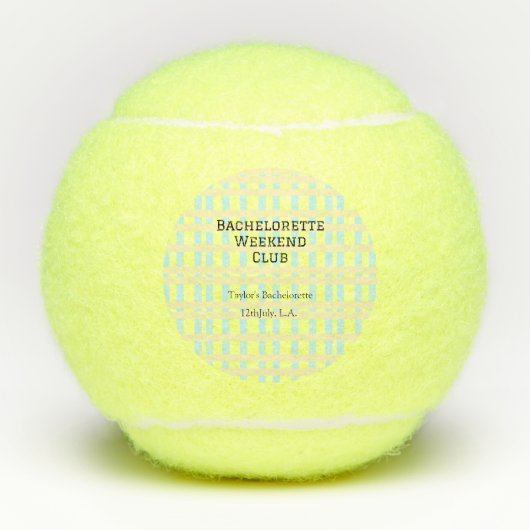 レトロな独身パーティー週末クラブ ブルーイエロー デート テニスボール (正面)