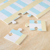 レトロな独身パーティー週末クラブ 青黄色の日付 ジグソーパズル (側面)