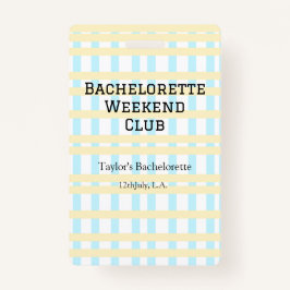レトロな独身パーティー週末クラブ 青黄色の日付 バッジ